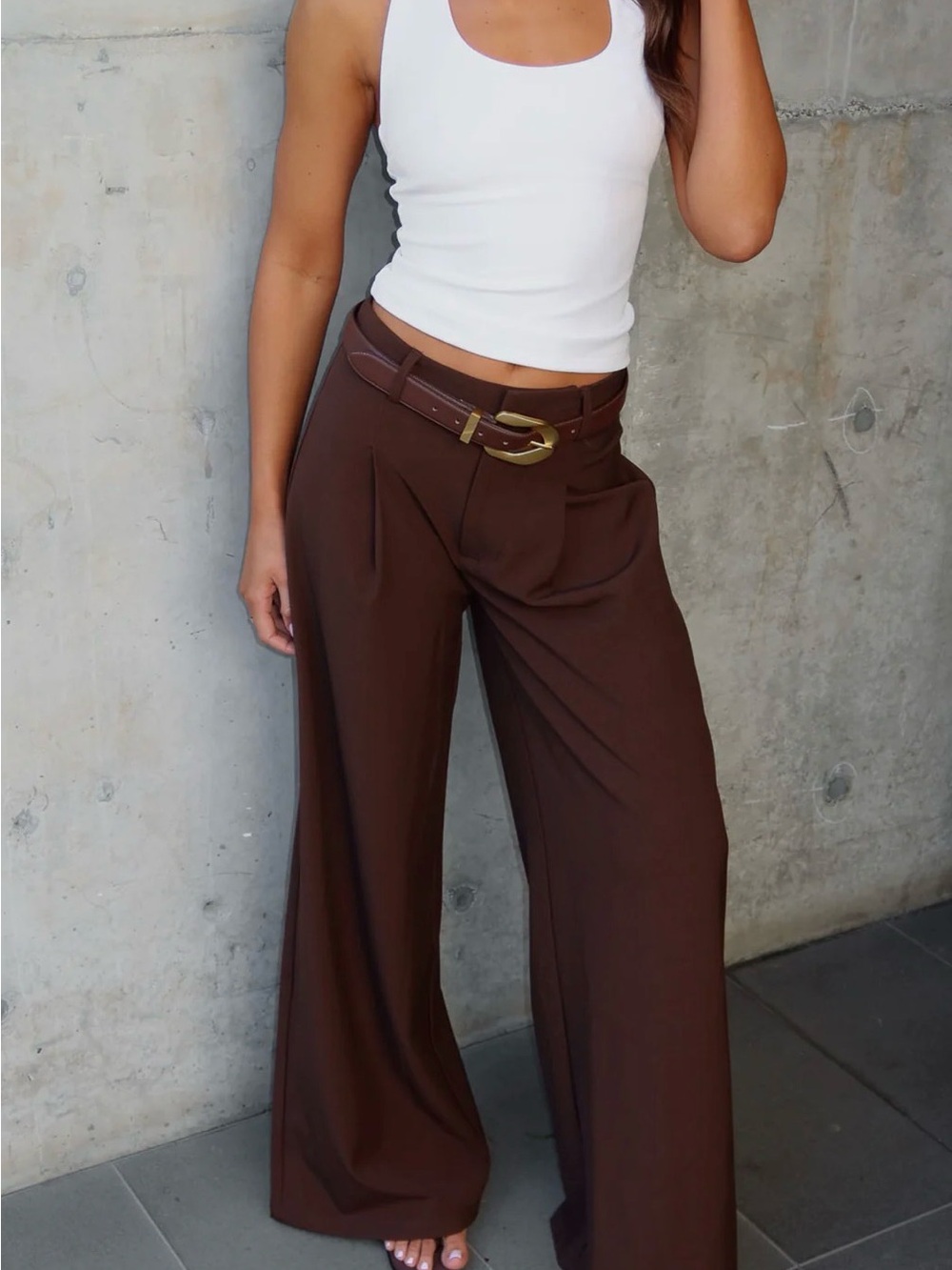 White Fox Wide Leg Brown Women's Pants *sold out*